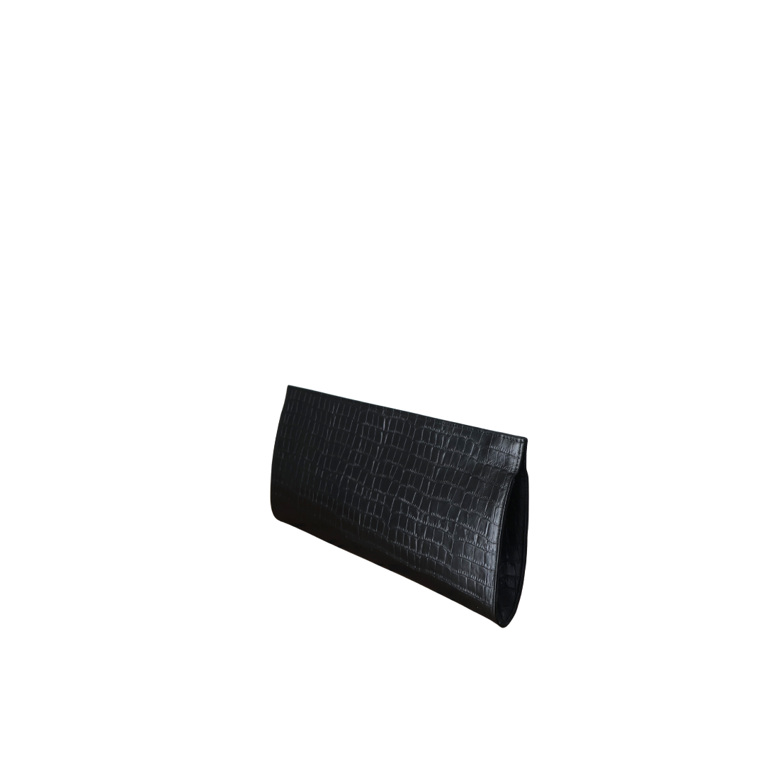 Riga Clutch – Black crocodile effect