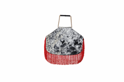 Rodeo Cow Print - Red Fringes