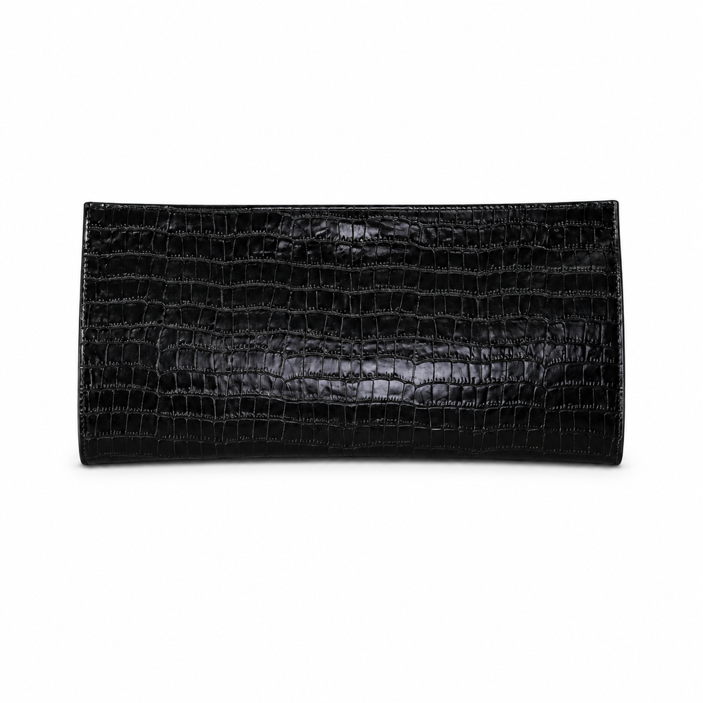 Riga Clutch – Nera effetto coccodrillo