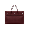 Jesalin Eleve structured tote bag in aged burgundy genuine bovine leather with silver-tone metal hardware details.