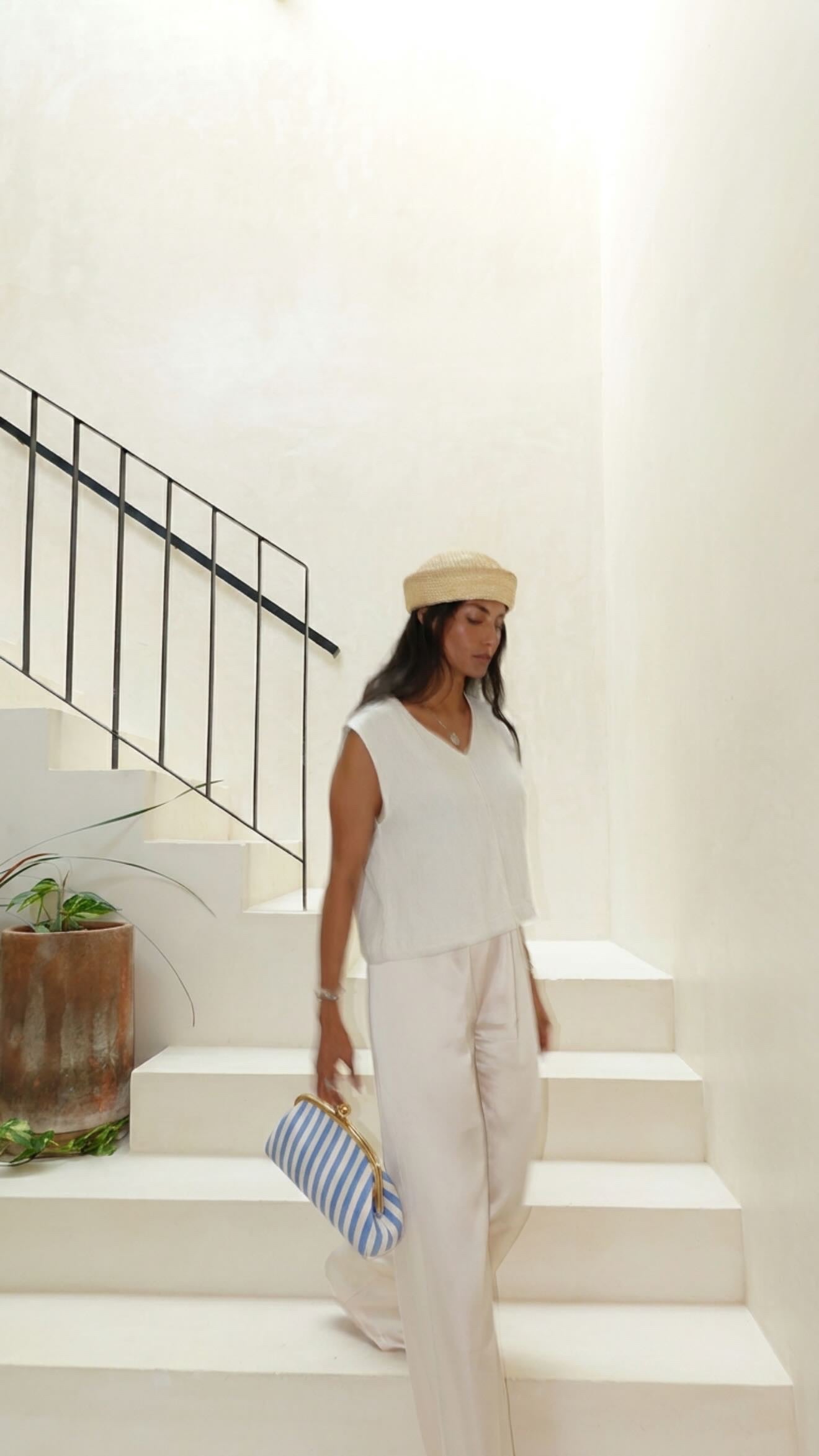 Aluna - Textil Rayas Azul & Blanco