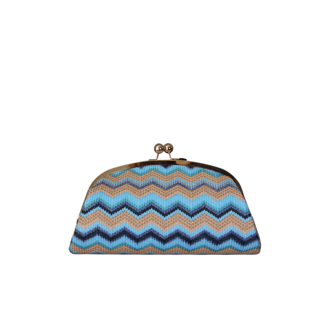 Aluna - Textil con Patrón Zigzag Azul