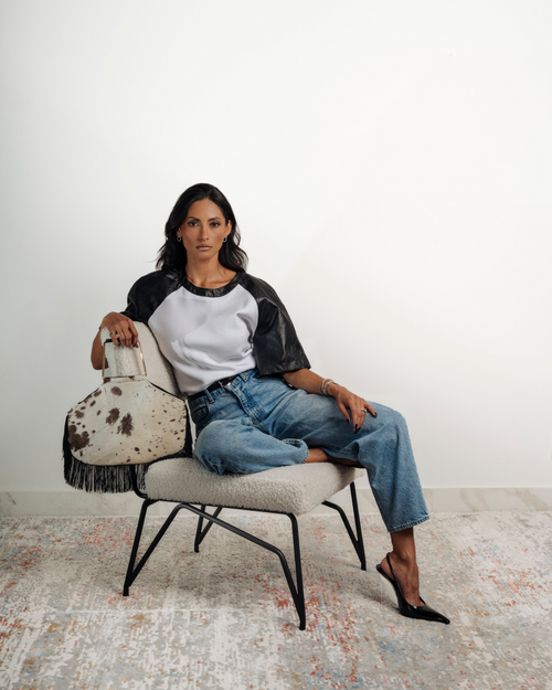 Rodeo Cow Print - Black Fringes