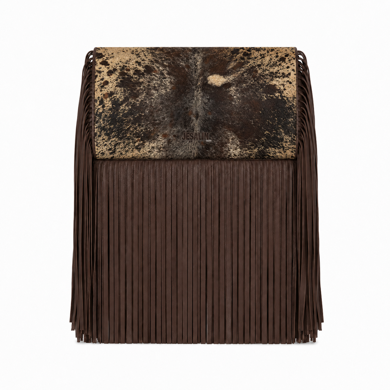 Riga Clutch – Cow Print Brown Fringes