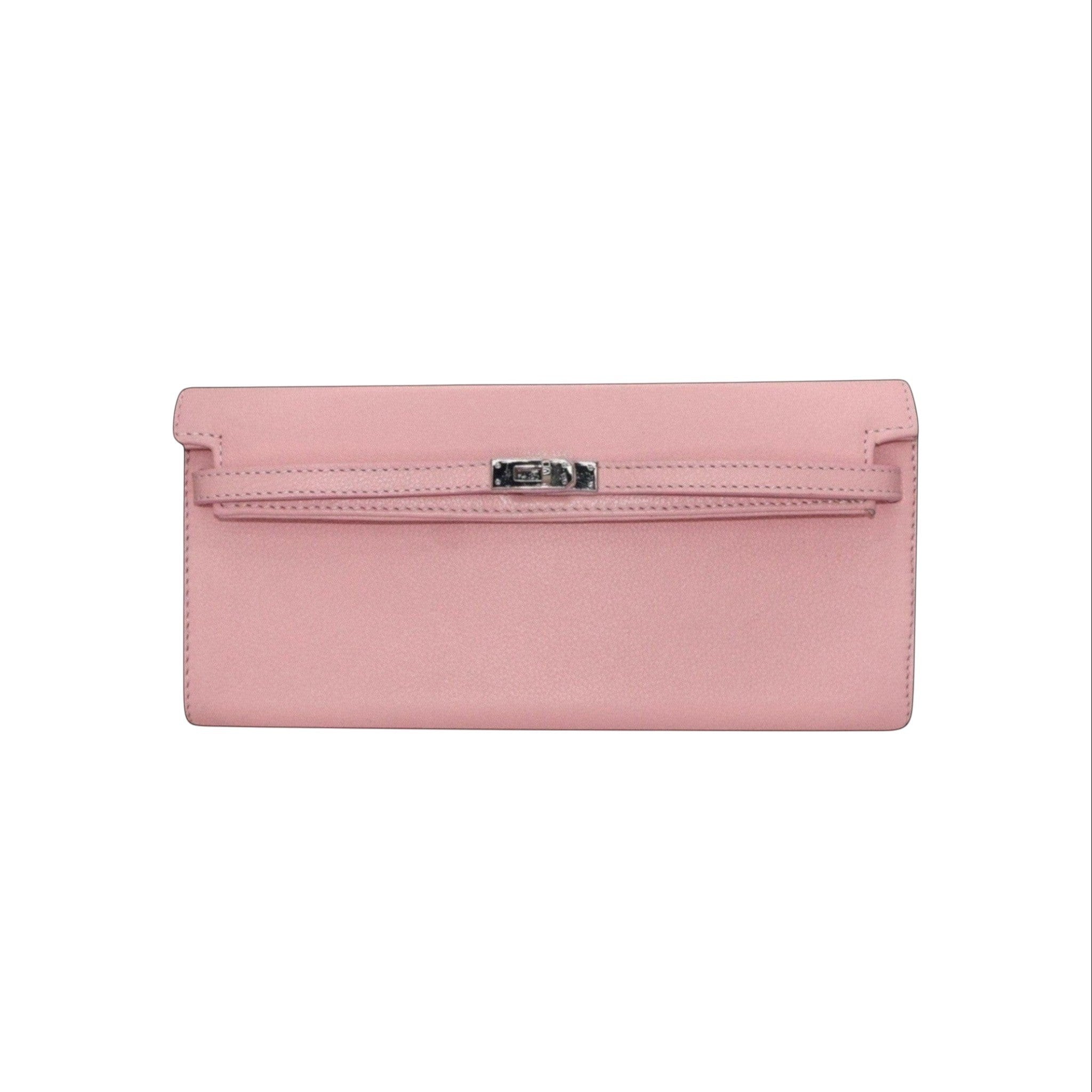 Jesalin Angelo pink grained leather structured handbag with silver metallic clasp closure