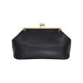 Bolso de mano Jesalin Sette en piel bovina negra granulada con cierre kisslock dorado y diseño elegante.