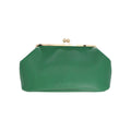 Bolso de mano Jesalin Sette en piel bovina granulada color verde esmeralda con cierre kisslock dorado elegante.