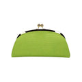 Clutch rígida Jesalin Aluna en piel bovina grabada color verde limón con marco metálico dorado y cierre kiss lock