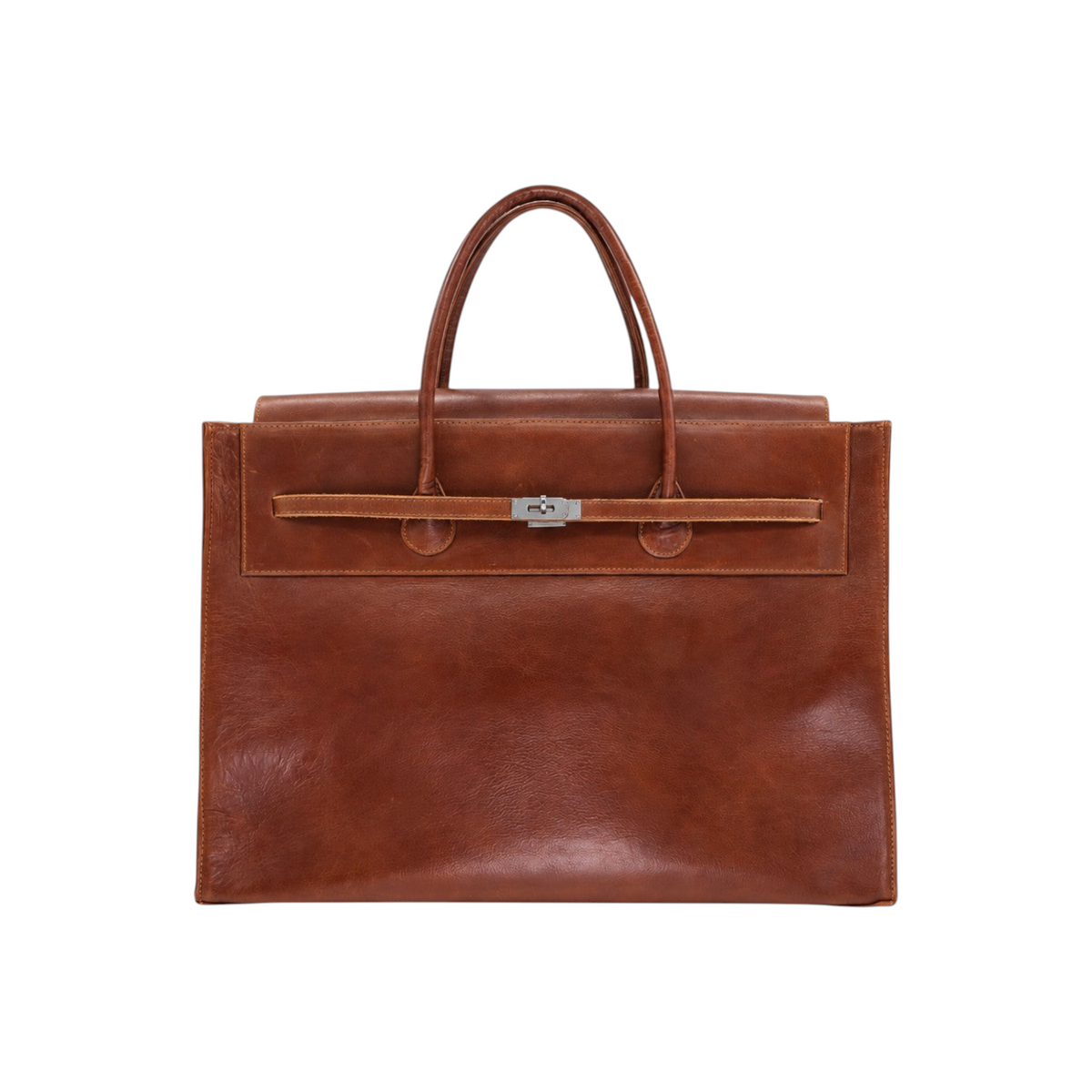 Jesalin Eleve M tote bag in cafe avejentado brown cowhide leather with silver-tone hardware and structured design.