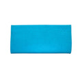 Jesalin Riga clutch in aqua blue bovine leather with an ostrich-embossed texture and a sleek, structured silhouette.
