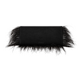 Jesalin Riga clutch in black suede with natural ostrich feather trim and magnetic closure