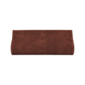 Jesalin Riga clutch bag in cafe brown bovine suede with a structured, elongated silhouette and magnetic closure.
