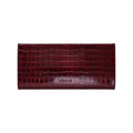 Jesalin Riga clutch in glossy wine-colored bovine leather with a sophisticated crocodile-embossed texture.